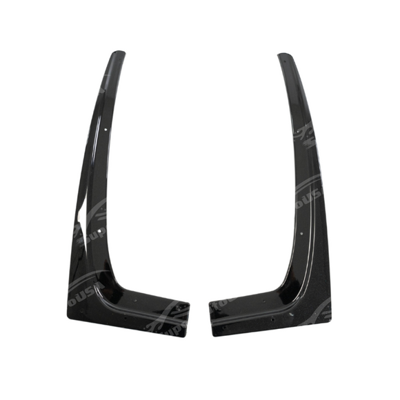 Underside view of the glossy black side skirt rocker panel showing mounting points