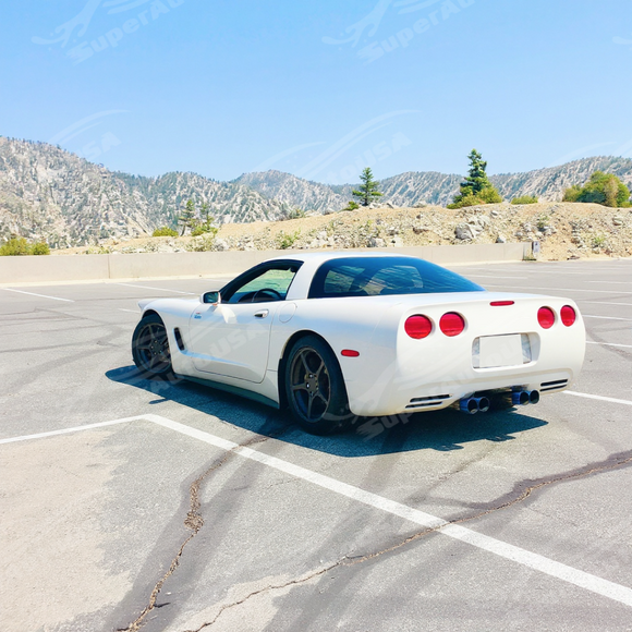 Uninstalled ZR1 style glossy black side skirt rocker panel pair