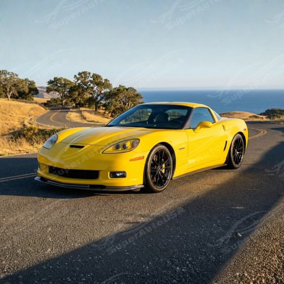 Close-up of the carbon fiber print pattern on the ZR1 style front lip