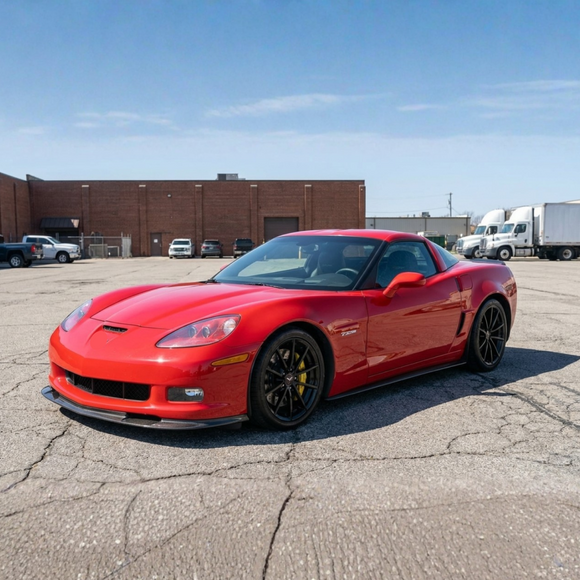 High-gloss carbon fiber print ZR1 style front splitter for Corvette C6 2005-2013