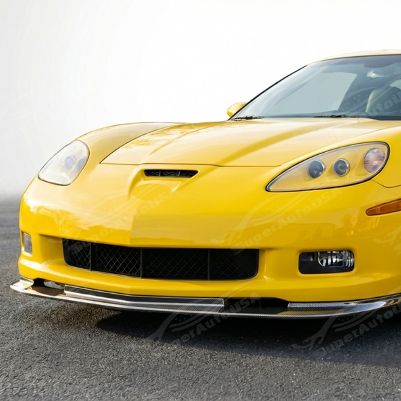 Uninstalled ZR1 style carbon fiber print front lip splitter, full view