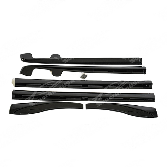 ZR1 style gloss black side skirt integrated on a black Chevrolet Corvette C6