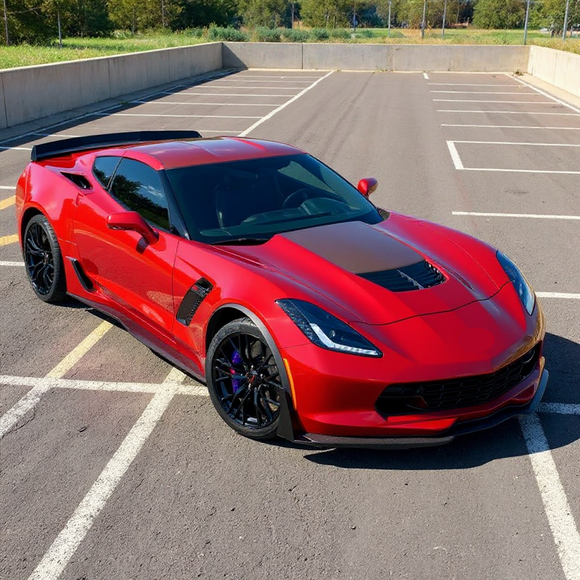 High-gloss carbon fiber print side skirts for Corvette C7 2014-2019