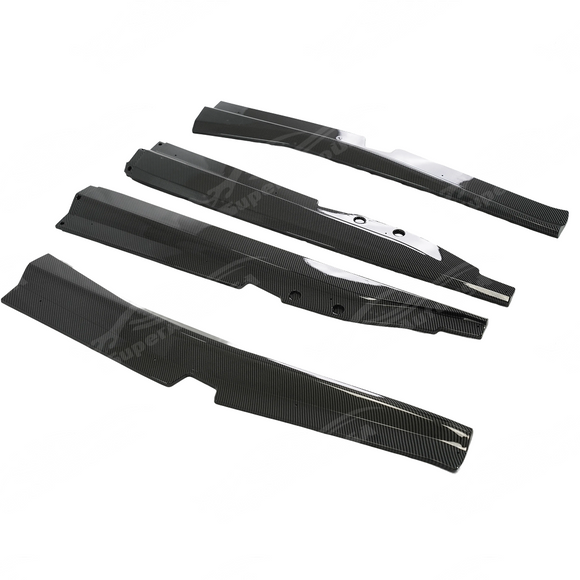 Uninstalled front section piece of the carbon fiber print side skirt