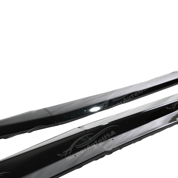 Underside view of the gloss black side skirt showing mounting points for Corvette C7