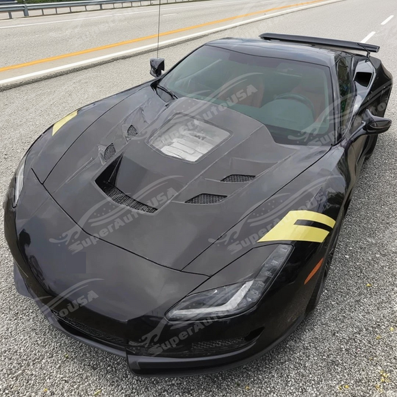 Detailed view of the vents on the SuperAutoUSA carbon fiber hood