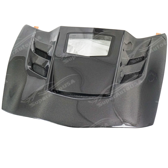 High-gloss SuperAutoUSA carbon fiber assembly hood for Chevrolet Corvette C7 2014-2019
