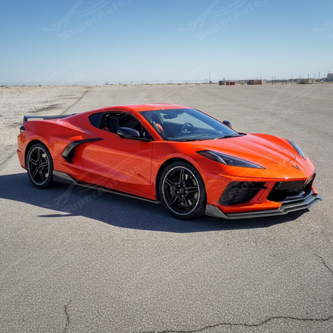 For 2020-2026 Chevrolet Corvette C8 Carbon Fiber Print Side Skirts