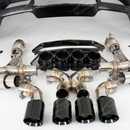 Detailed view of the polished quad tips perfectly centered within the SRM Z06-style bumper conversion