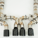 The SRM Exotic exhaust featuring optional ceramic-coated matte black quad center tips
