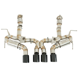 Complete standalone view of the SRM Exotic Z06 conversion exhaust system including mid-pipes and center section