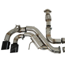 Complete under-car layout showing the 3-inch mandrel-bent T304 stainless steel construction