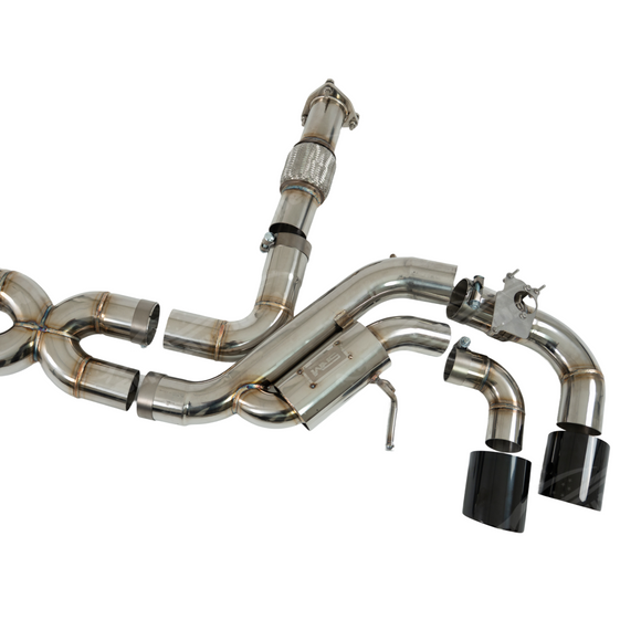 Visual of the internal X-pipe crossover that balances exhaust pulses for a refined tone