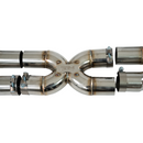 Close-up view showing the generous clearance between the 3" piping and the C8 chassis