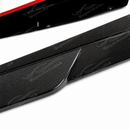 Standalone view of the uninstalled driver and passenger side exotic carbon fiber side skirt extensions