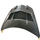 Close-up of the real carbon fiber weave on the C8 ZR1 style hood overlay