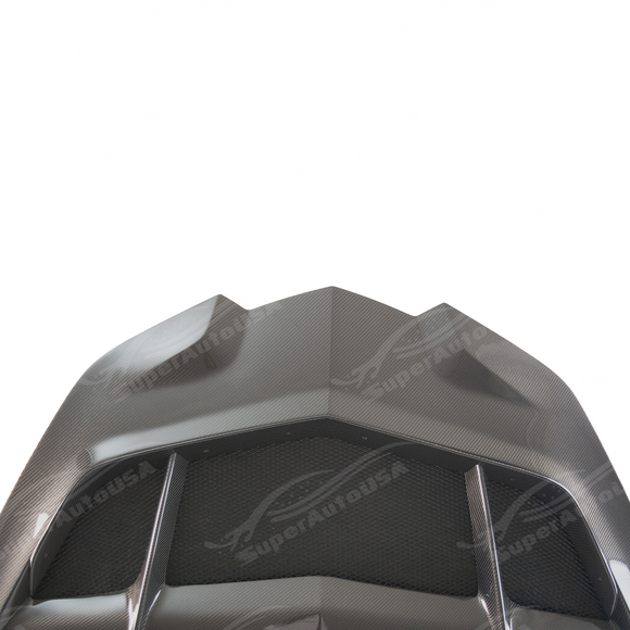 Precision fitment of carbon fiber hood overlay on a 2022 Chevrolet Corvette C8