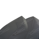 Carbon fiber hood overlay integrated on a black Chevrolet Corvette C8