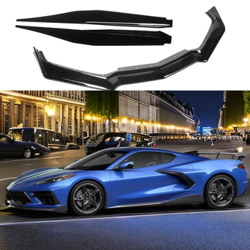 Faldones laterales estilo Z51 en negro brillante para Chevrolet Corvette C8 20-23, juego de labio de parachoques delantero