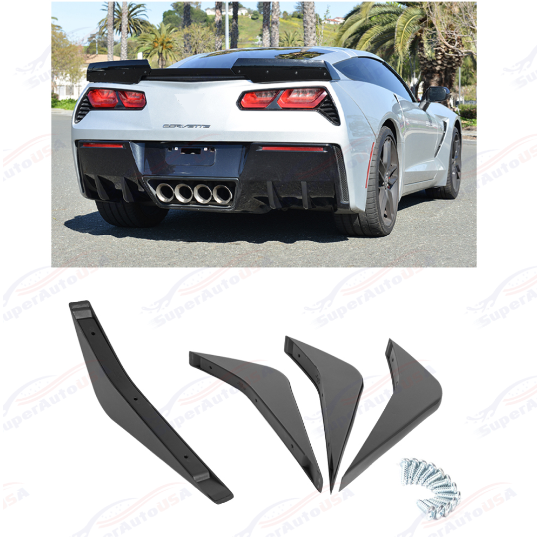 Fits 2014-2019 Corvette C7 Rear Bumper Lower Air Diffuser Fins-3
