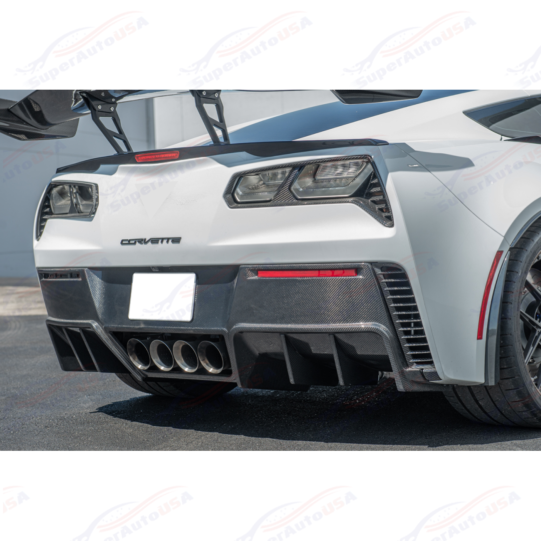 Fits 14-Up Corvette C7 GM Factory Package Carbon Fiber Rear Bumper Diffuser