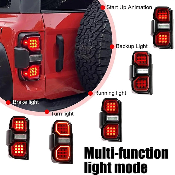 Fits 2021-2024 Ford Bronco Full LED Raptor Style Taillights Sequential Assembly