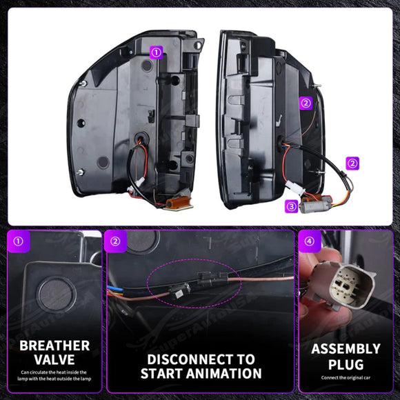 Fits 2021-2024 Ford Bronco Sport Full LED Raptor Style Taillights Sequential Assembly