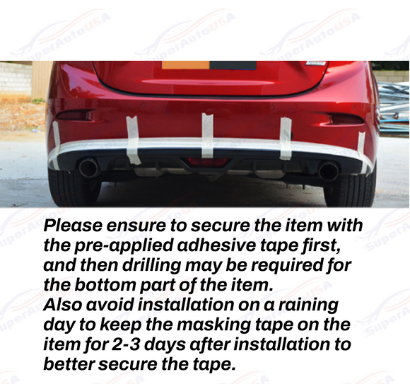 Fits For 2015-2021 Subaru WRX STI Rear Bumper Lip Spoiler Diffuser (Gloss Black or Carbon Fiber Print)