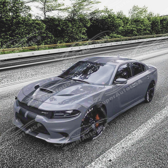 Sporty accent provided by carbon fiber hood on Charger