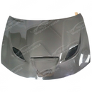 Uninstalled real carbon fiber SRT style front engine hood, top view