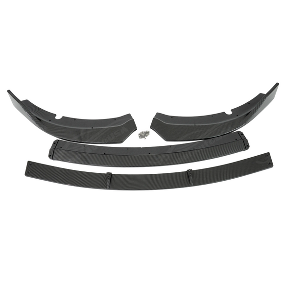 View of the mounting screws and joining hardware included with the 4-piece lip kit