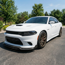 Low angle view showing the aggressive ground clearance of the 4-piece Charger SRT front lip