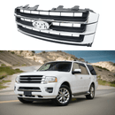 Fits 2015-2018 Ford Expedition Chrome & Black Front Bumper Grill Mesh Grille-1