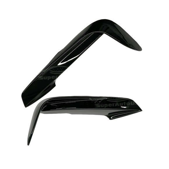 Profile perspective of the Fits BMW 2012-2019 3-Series F30 M Sport showing the gloss black front fog light lamp cover trim, blending with the front spoiler lip splitter