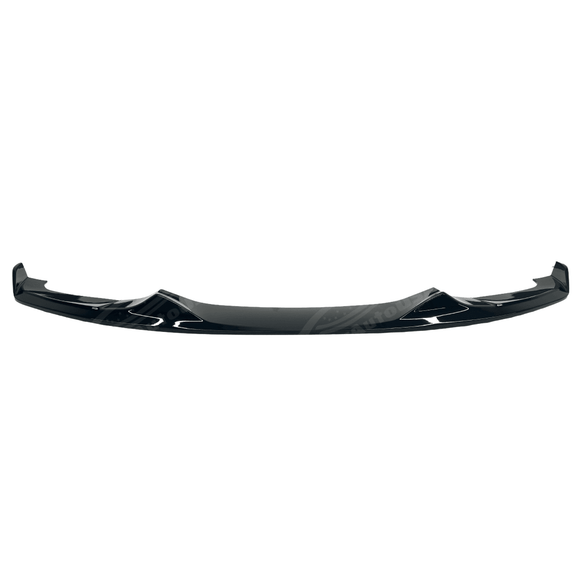 Frontal view of the BMW 3-Series F30 M Sport with its gloss black front splitter spoiler lip, illustrating the upgrade's contribution to a bold front profile