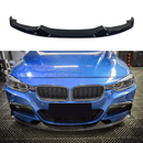 Gloss Black Front Bumper Lip Spoiler on Fits 2012-2019 BMW 3-Series F30 M Sport, featuring a front spoiler lip splitter for a sleek, aggressive upgrade