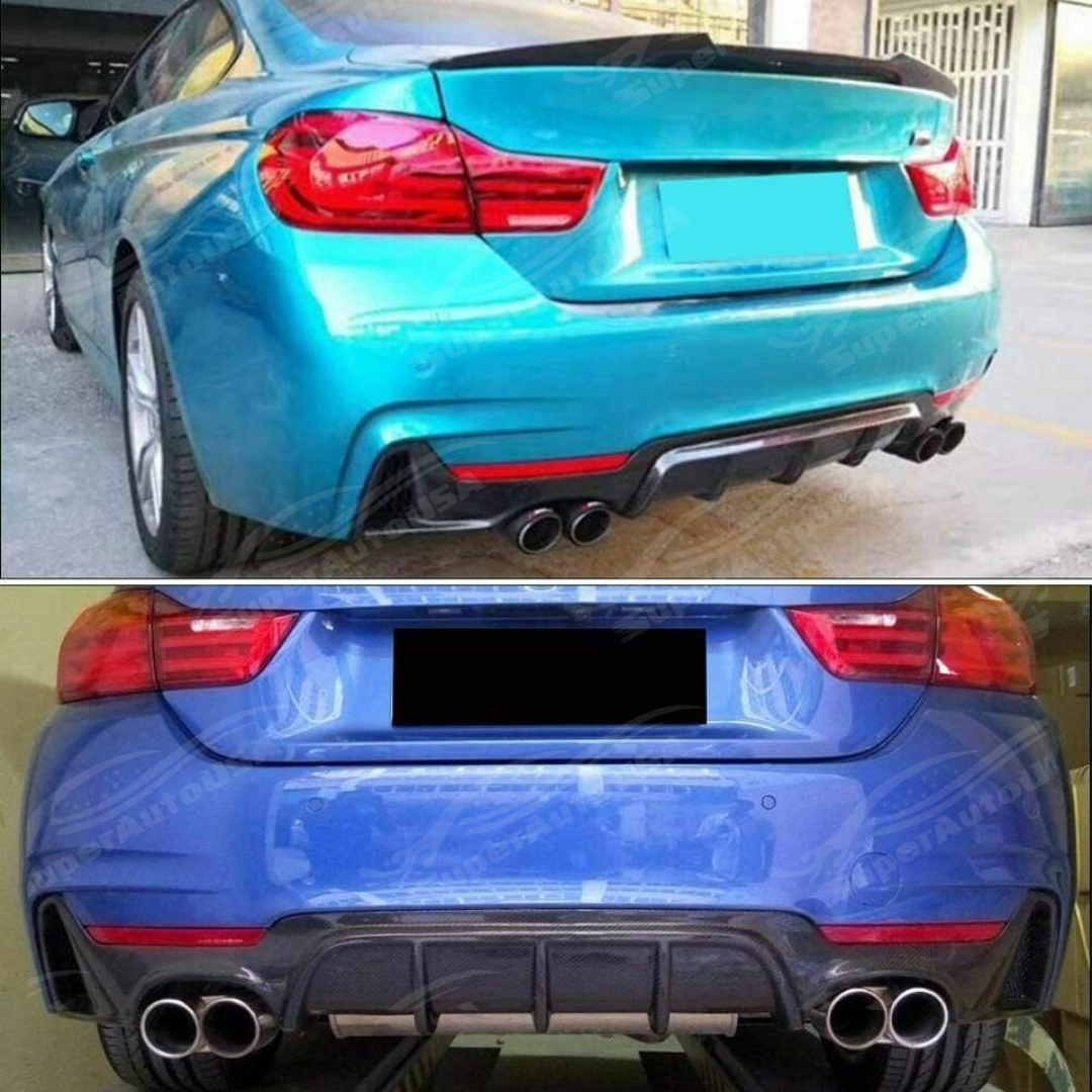 For 2014-2020 BMW 4 Series F32 MP Style Carbon Fiber Style Rear Diffuser Quad Outlet-7