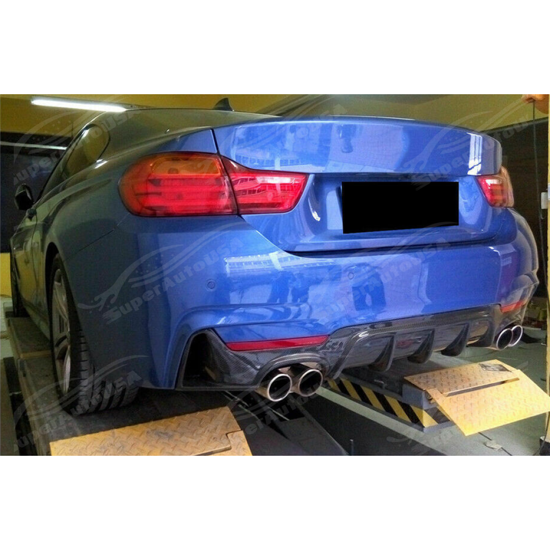 For 2014-2020 BMW 4 Series F32 MP Style Carbon Fiber Style Rear Diffuser Quad Outlet-9
