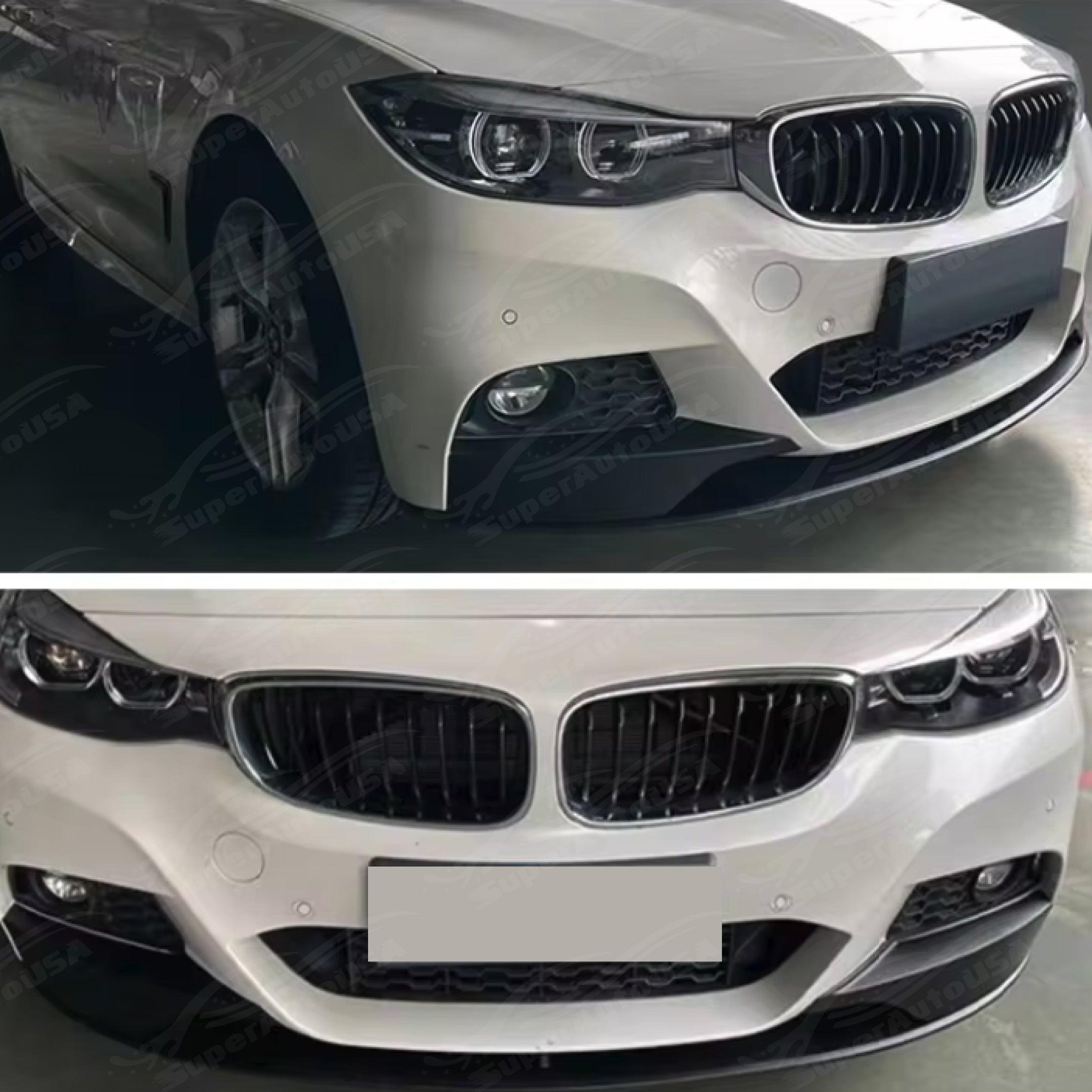 Fit 2014-2019 BMW F34 3 Series GT MP Style Front Bumper Spoiler Lip Corner Splitters Gloss Black