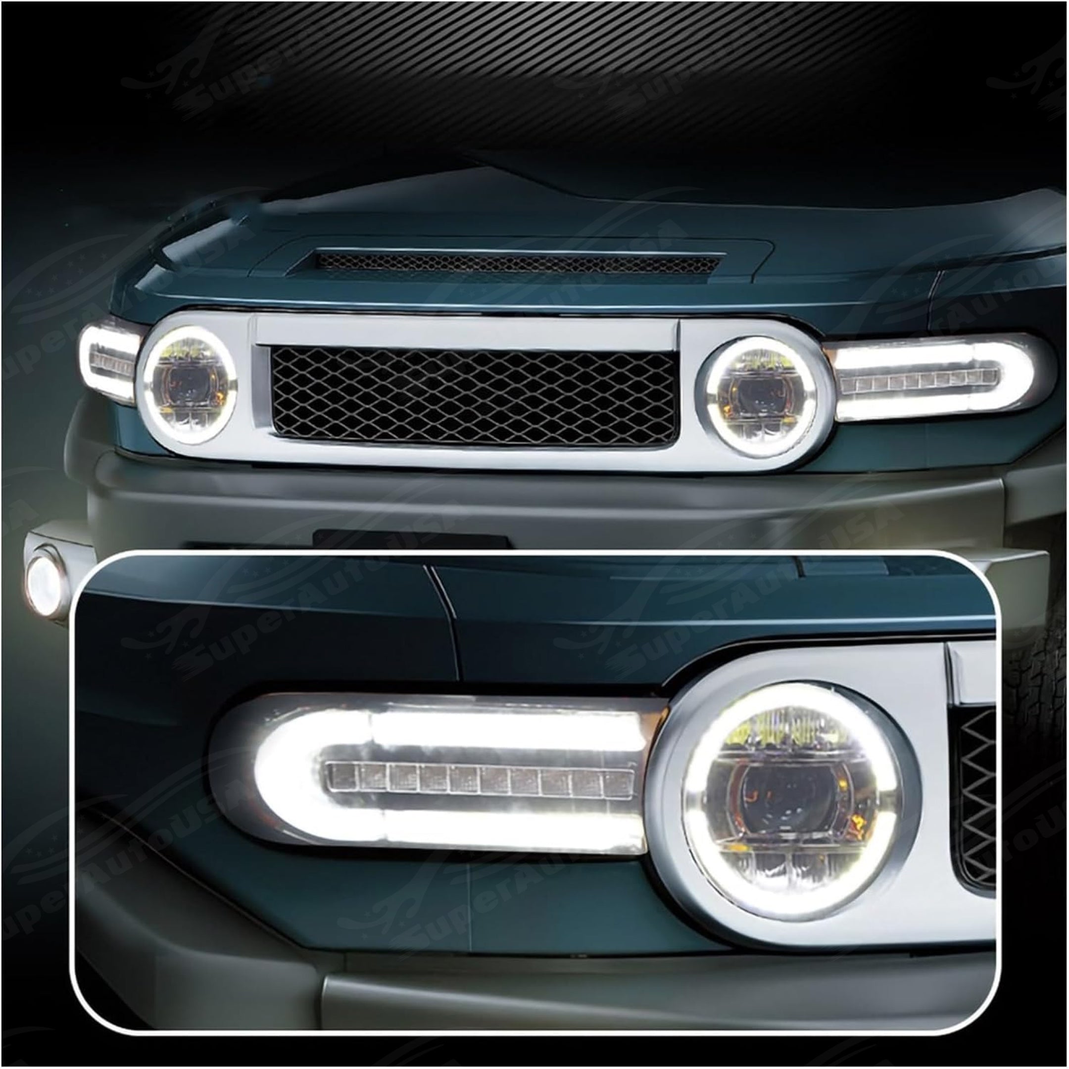 Fits 2007-2014 Toyota FJ Cruiser Full LED Head Light Sequential Assembly-8