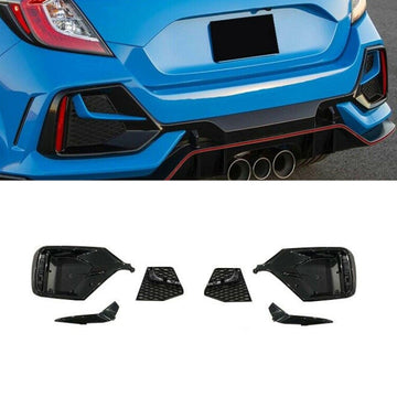Se adapta al Honda Civic Hatchback 2017-21, color negro brillante con reflectores y adorno de parachoques trasero 