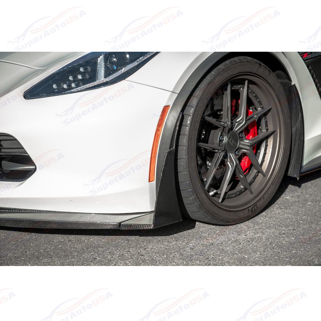 Fits Corvette C7 Carbon Fiber Front Bumper Lip W/ Stage 3 Wicker Bill Winglets-7