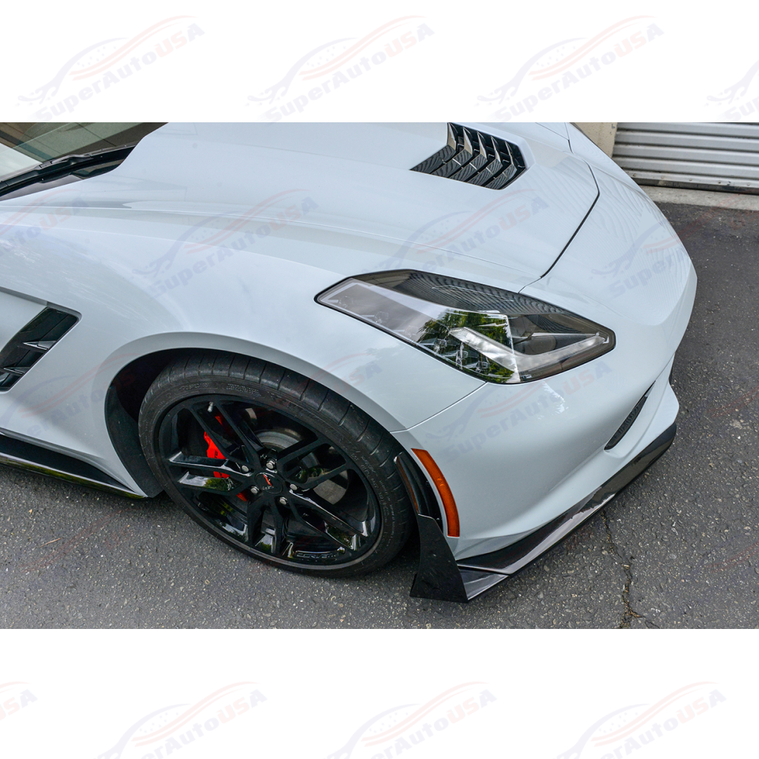 Fits Corvette C7 Carbon Flash Front Lip W/ Stage 3 Wicker-bill Side Winglets