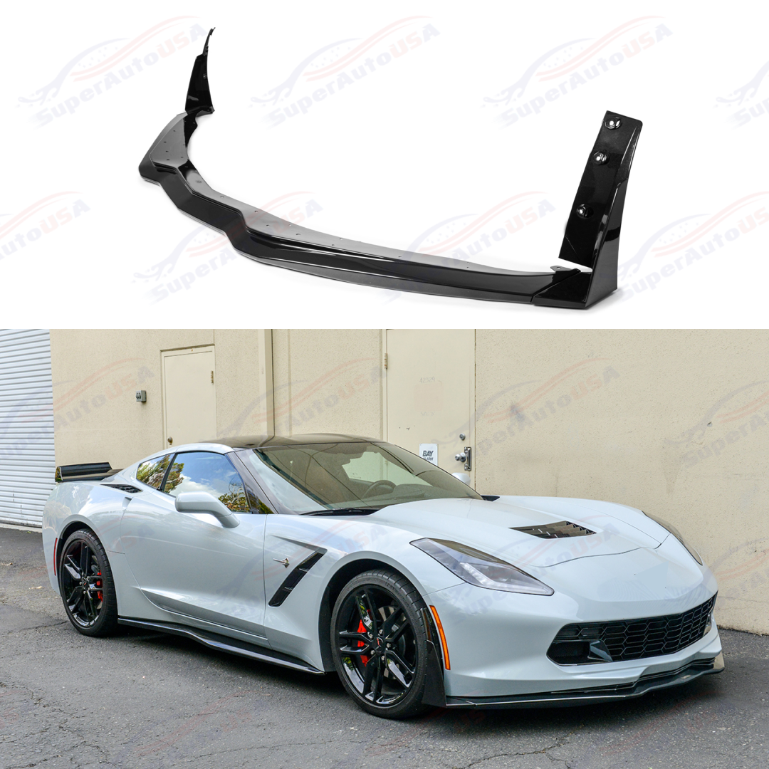 Fits Corvette C7 Carbon Flash Front Lip W/ Stage 3 Wicker-bill Side Winglets
