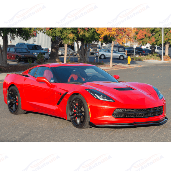 Fits Corvette C7 Stage 2 Carbon Flash Black Front Bumper Lip W/ Side Winglets