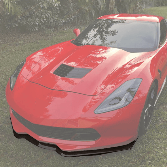 Fits Corvette C7 Stage 2 Carbon Flash Black Front Bumper Lip W/ Side Winglets