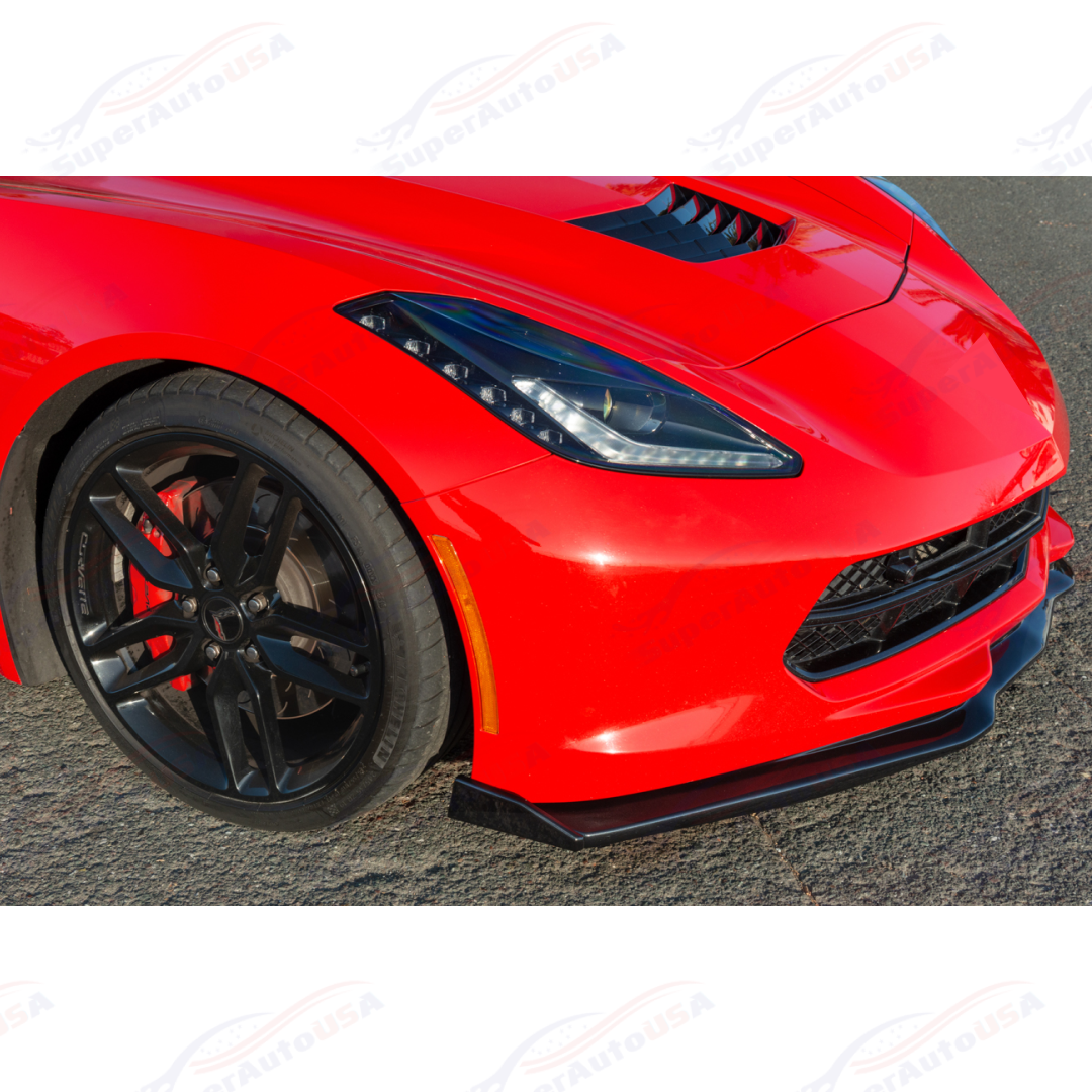 Fits Corvette C7 Stage 2 Carbon Flash Black Front Bumper Lip W/ Side Winglets