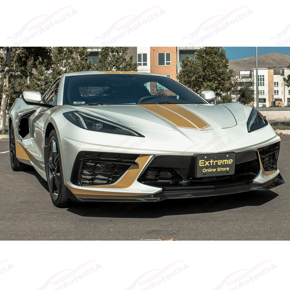 Fits 20-Up Corvette C8 5VM Front Bumper Lip Splitter (2 Pcs)