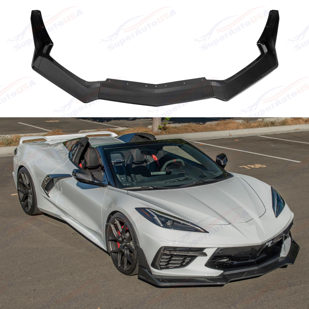 Buy hydro-dipped-carbon Fits 2020-23 Chevrolet Corvette C8 Tracking Edition Front Bumper Lip Splitter