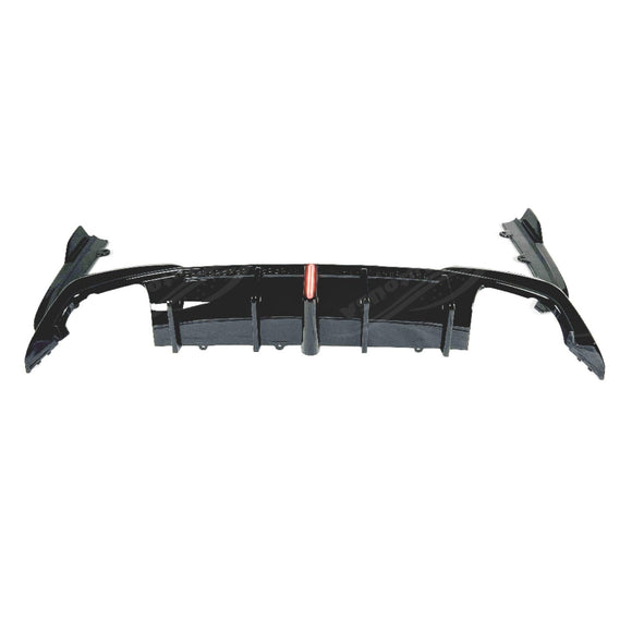 Rear bumper lip diffuser with LED light for BMW 330e xDrive 2019-2022 by SuperAutoUSA.
